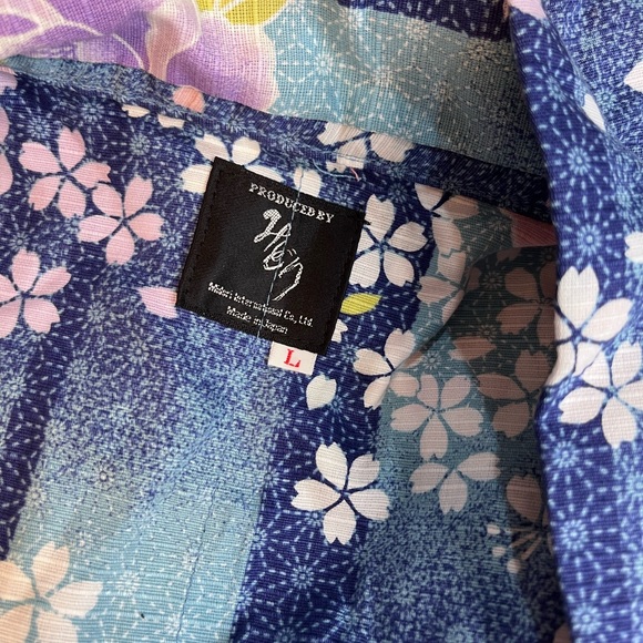 Midori International Co Japanese Kimono Boho Floral Print Open Cardigan Size L - Picture 6 of 10